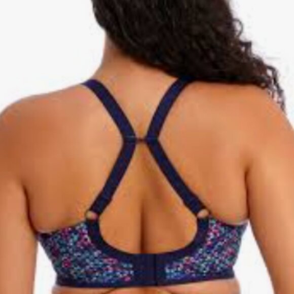 Elomi Energise Geo Sports Bra Navy Geometric Print Size 36H - Picture 3 of 6